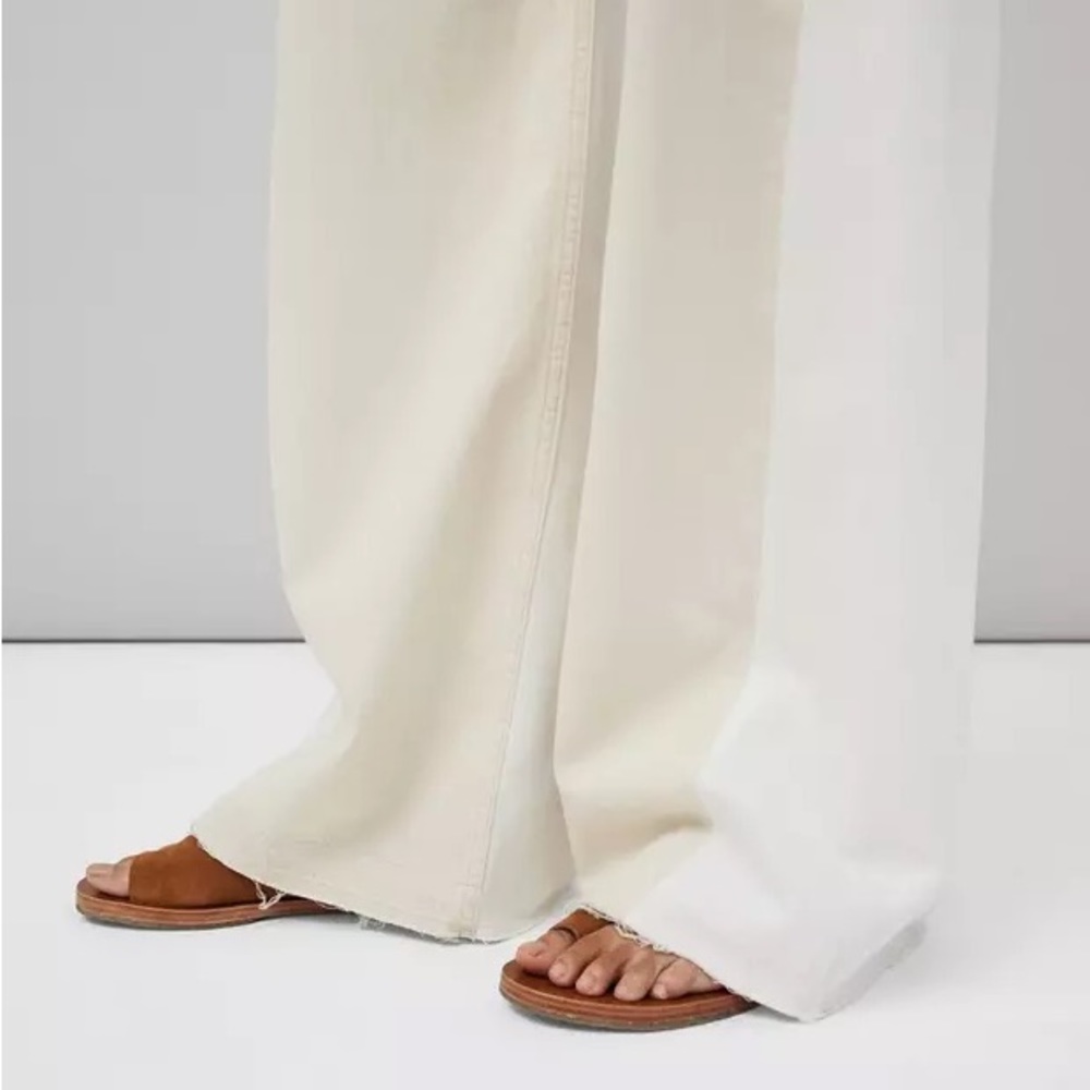 RAG & BONE Sofie Two Tone Frayed Wide Leg Jeans in Double Ecru - Picture 10 of 17